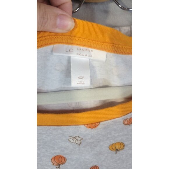 lauren conrad womens pajama set size 4X pumpkin fall print top and pants - Picture 2 of 6